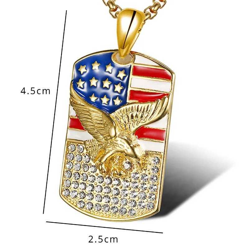 1pcs European and Hip-hop Accessories Gold-plated Diamond-encrusted Pendant Necklace X250224