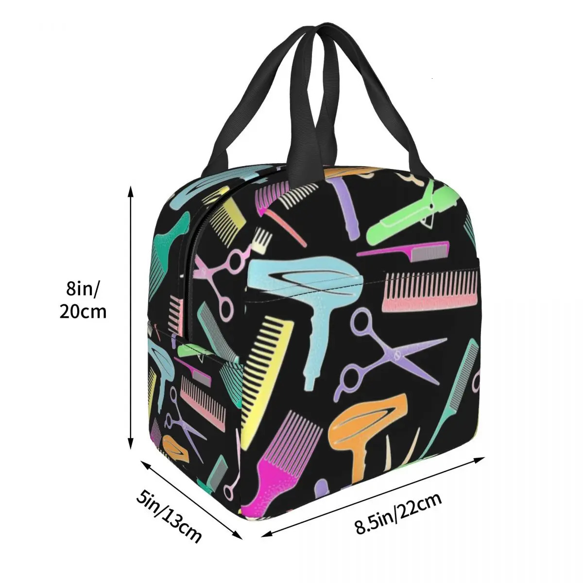 Salon Hair Dressing Tool Pattern Insulated Lunch Tote Bag for Women Hairdresser Barber Gift Resuable Thermal Cooler Bento Box 250224