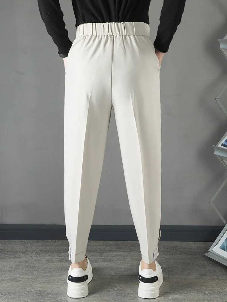 British Style Solid Suit Pants Mens Harlan Formal Wear Business Trousers Slim Little Feet Drawstring Casual Office Suit Pants W250225