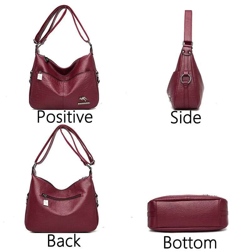 High Quality Soft Leather Purse Fashion Women Shoulder Messenger Multi-Pocket Wear-Resistant Bag Ladies Handbag Sac