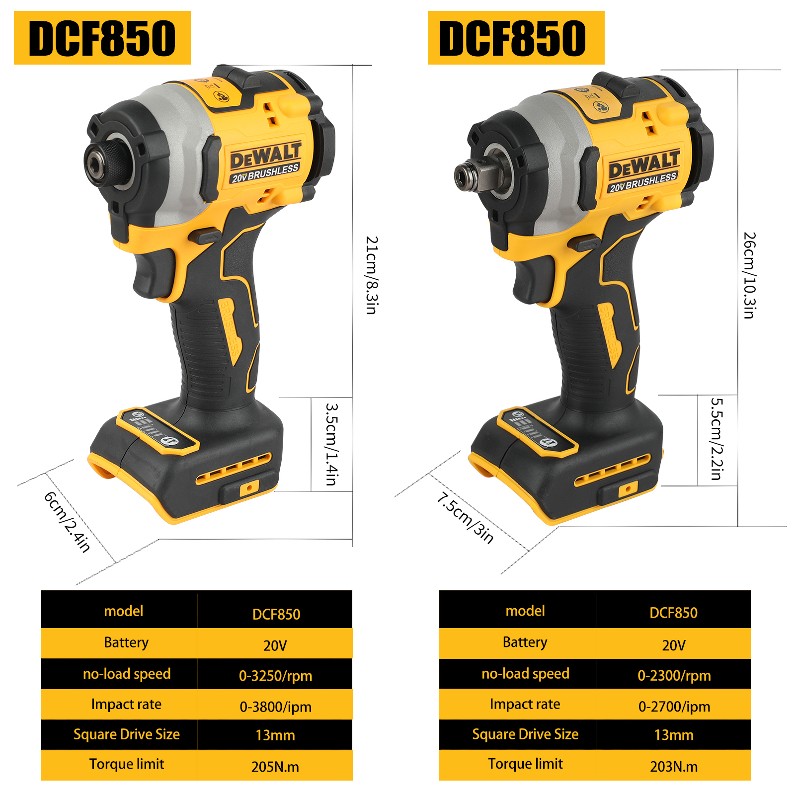 Professional DeWalt DCF850 Battery Powered Impact Screwdriver Machine Kit Brushless Technology Efficiency