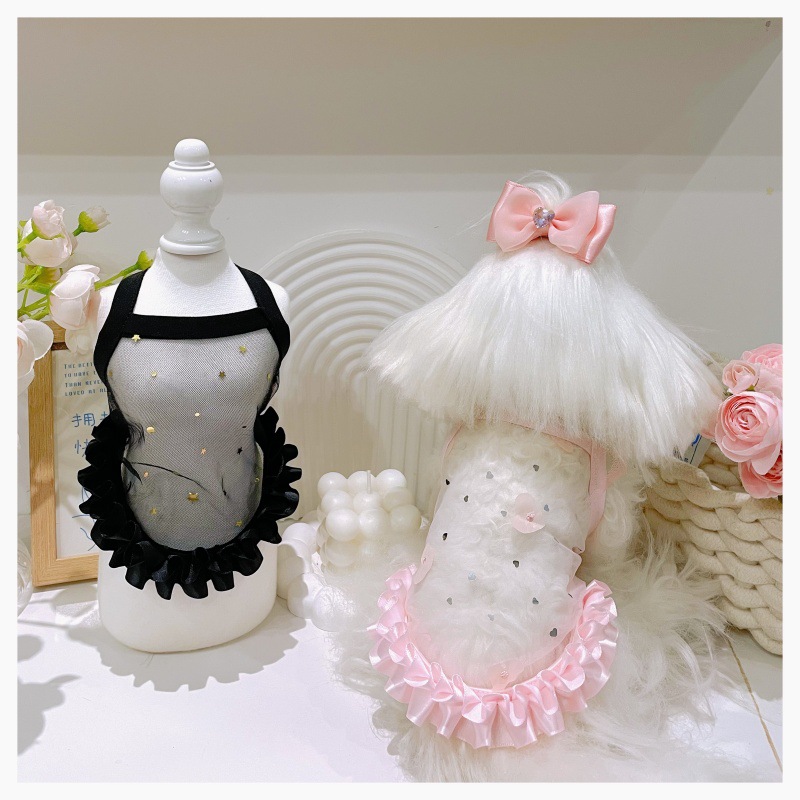 Tiny Dog Clothes Summer Transparent Mesh Cool Dog Skirt Princess Vest for Pets