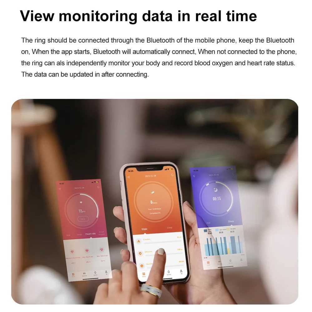 2024 smart ring military grade titanium steel shell health monitoring IP68 and 3ATM waterproof multi sport mode W250225