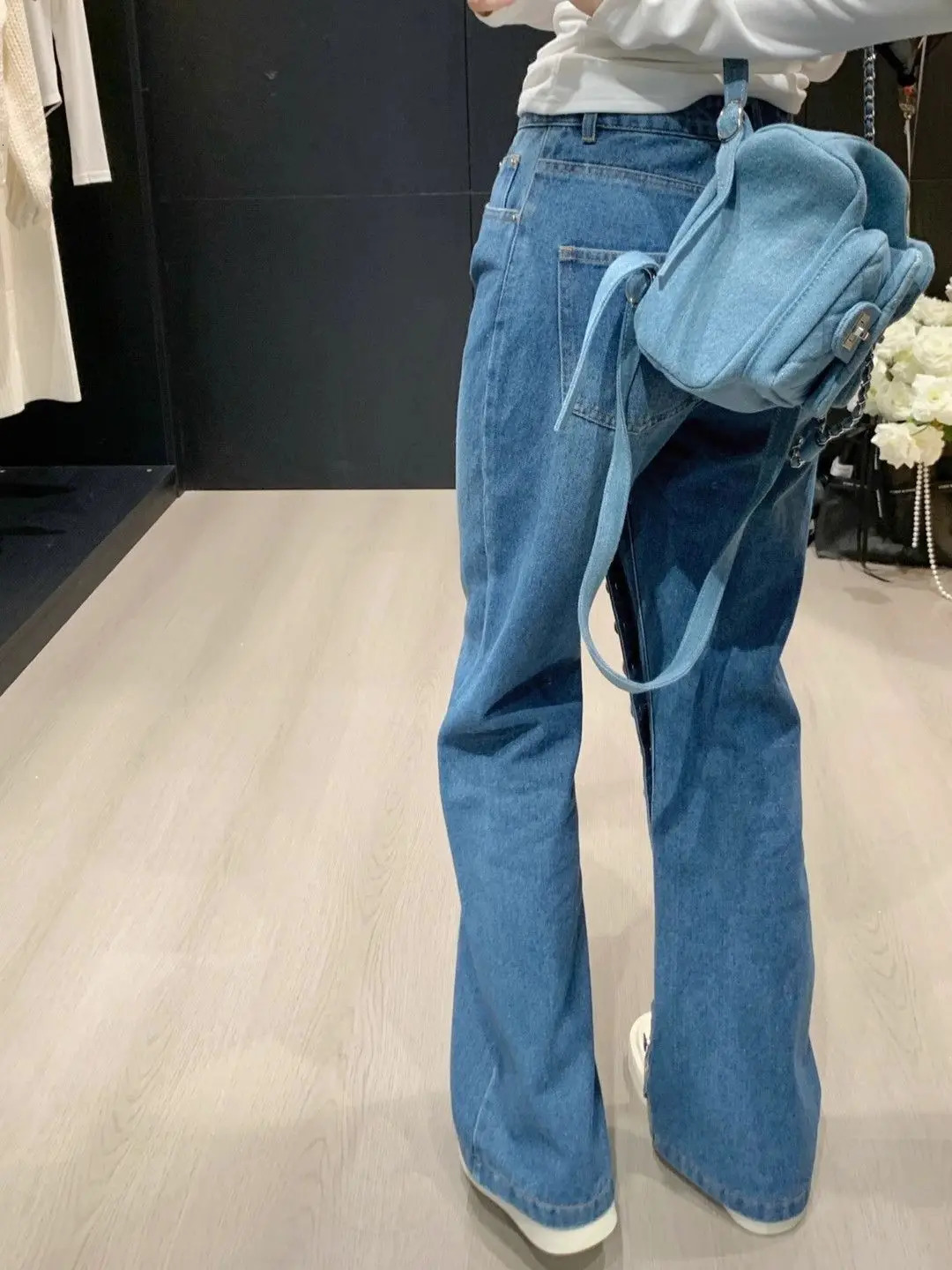 American Breasted Vintage Blue Wash Jeans Woman Y2K Streetwear Hip-hop Loose Casual Harajuku High Waist Straight Jeans 250225