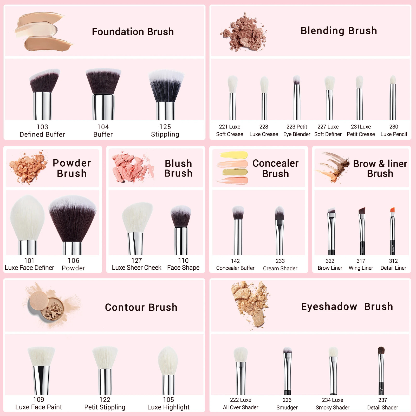 Jessup Makeup Brushes Set Foundation Powder Professional Make Up Brush Contour Blender Eyeshadow Blush 25pcs Goat Synthetic T175 250305