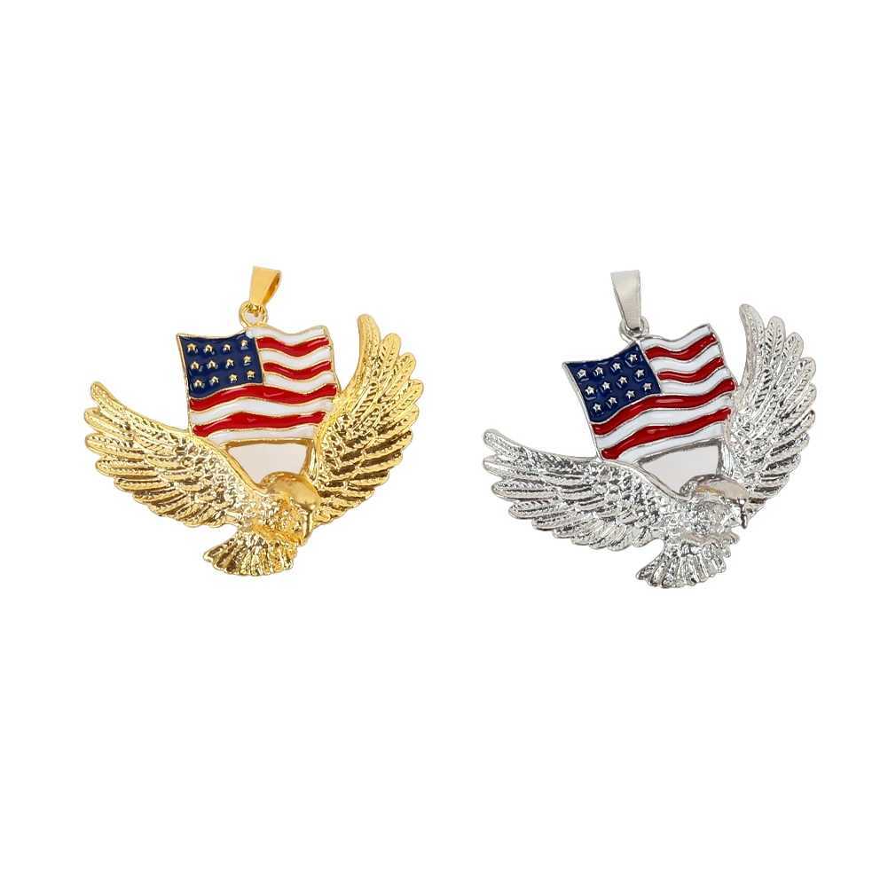 3D Bald Pendant Jewelry Accessory US Flag National Bird Necklace Patriotic Jewelry for Men Wen Party Charm Hip Hop Gifts X250224