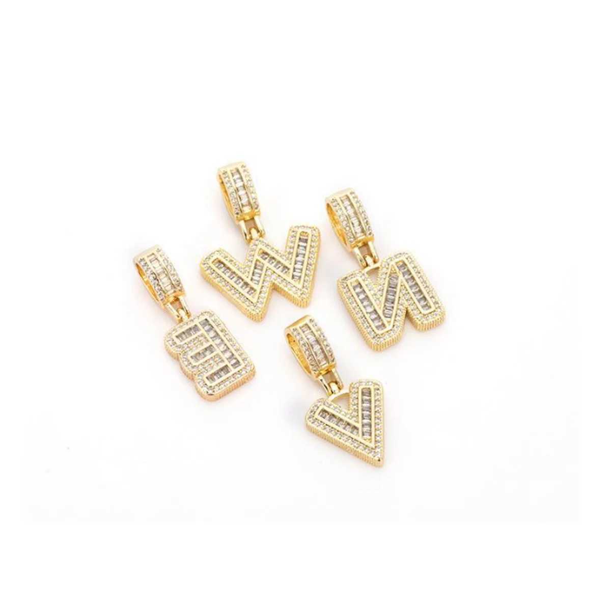 Hot European and jewelry rock sugar zircon hip hop necklace letter pendant accessories for men English letters X250224