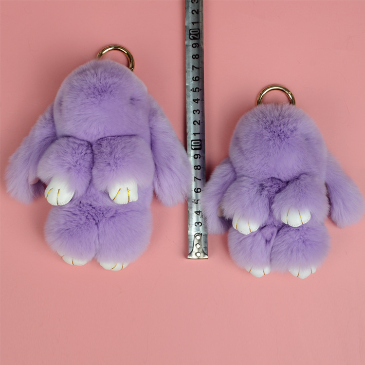 Keychains Lanyards Cute Natural Rabbit Fur Pom Bunny Key Chain Women Rabbits Keychain On Bag Car Trinket Doll Jewelry Party Toys Friends Gift 230413