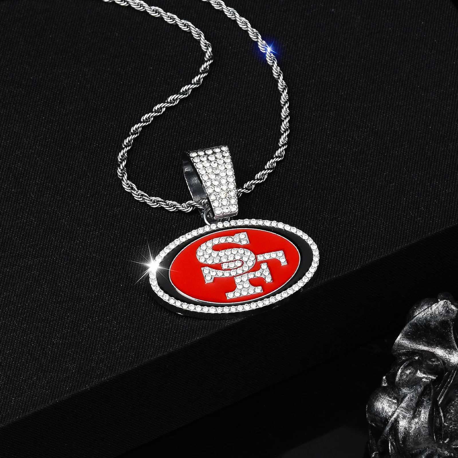 Red Color Sport Team SF Letter 24in Stainless Twist Chain Necklace Cheer on the Support Team X250224