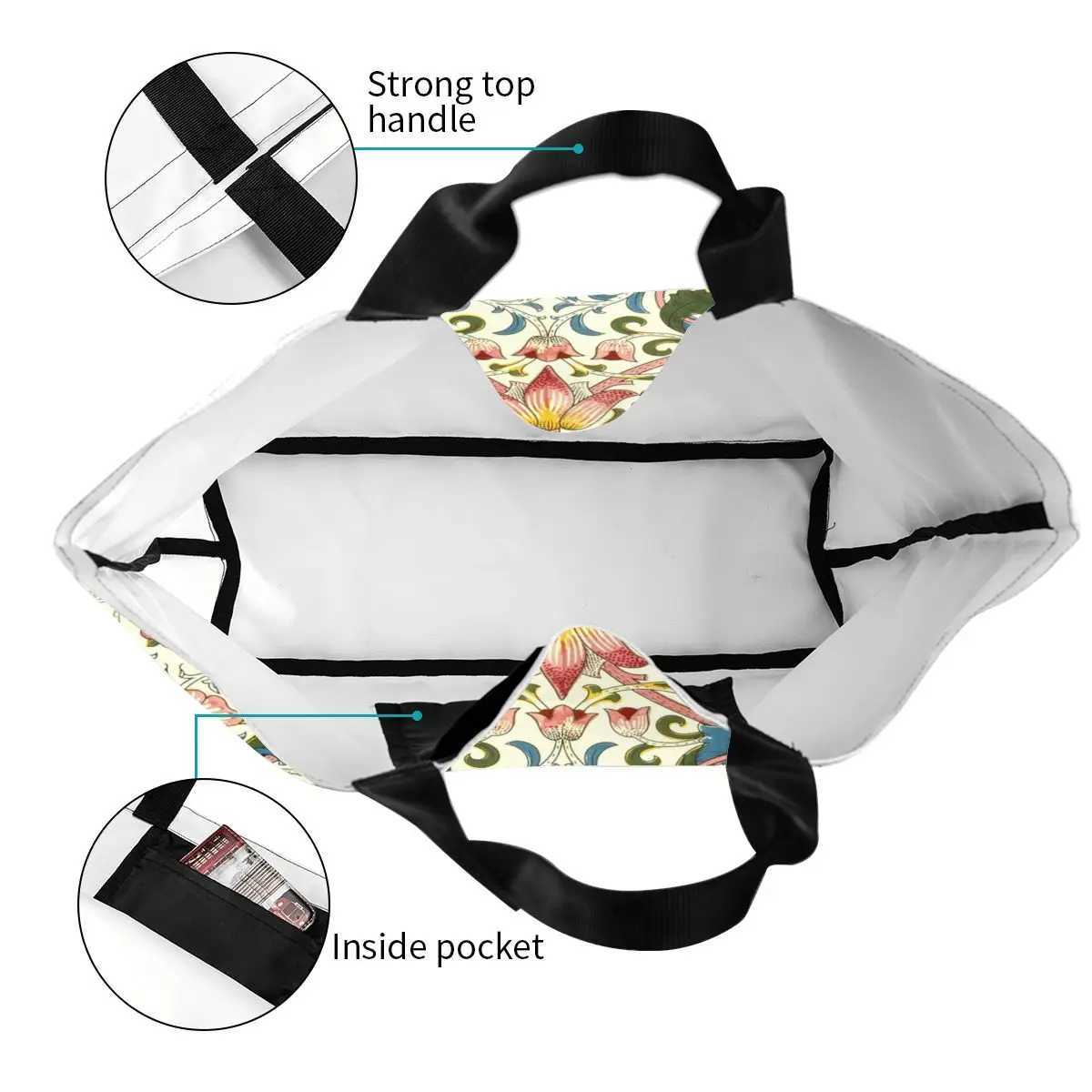 Funny William Morris Shopping Tote Bag Recycling Floral Textile Pattern Groceries Canvas Shoulder Shopper Bag Z250224