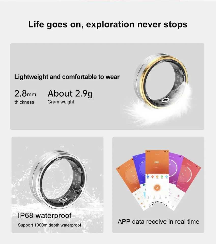 Smart Ring Men Women Steel Shell Sleep Health Monitoring 3ATM Waterproof Multi-sport Modes Ring For Xiaomi For Huawei For IOS W250225