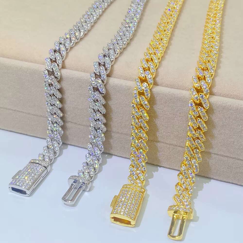 Hip Hop Jewelry 8Mm K Sterg Sier Moissanite Chain Cuban