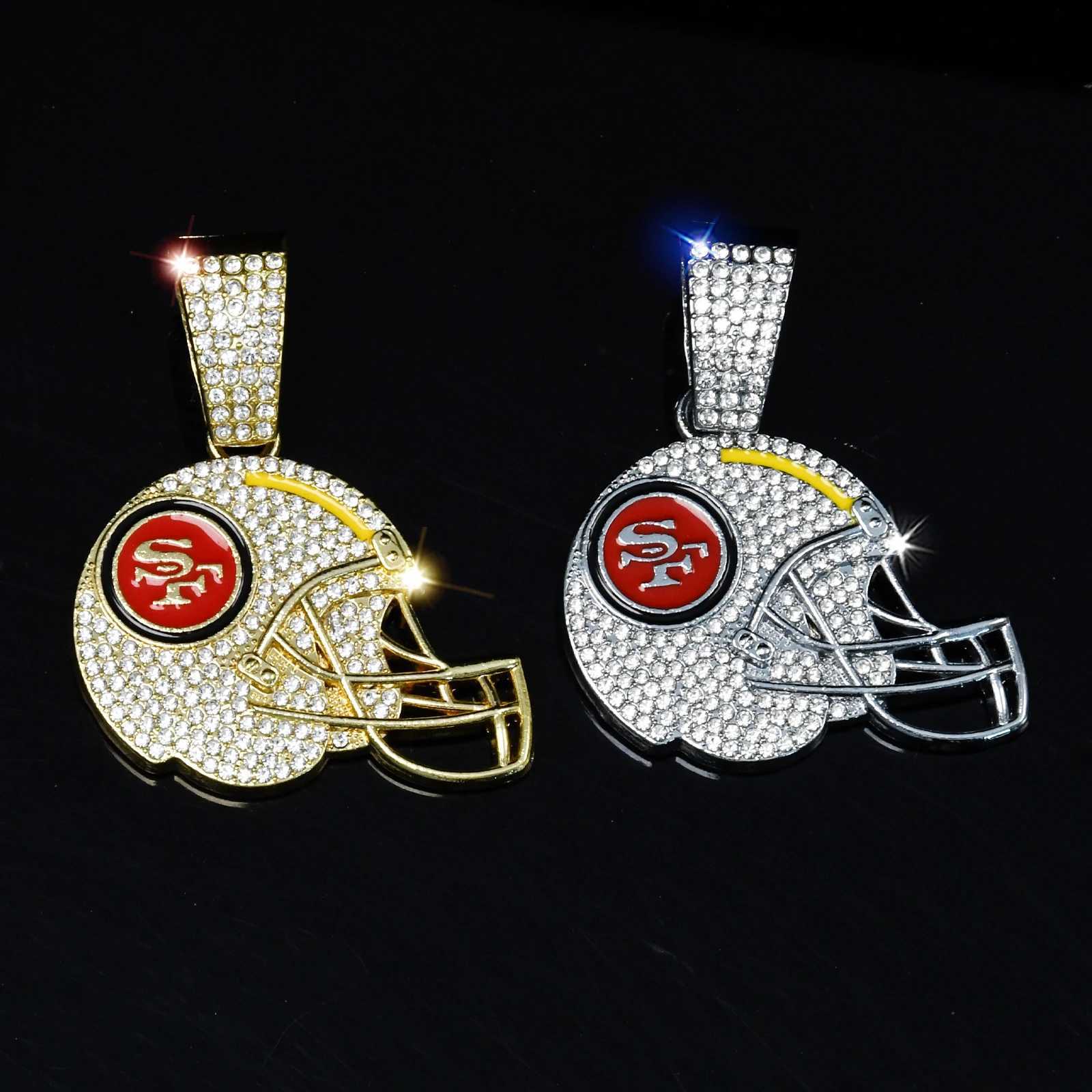 1pc Fl Rhinestone SF Sport Pendant Necklace Stainless Steel Chain New Jewelry Hot Popar in Men X250224