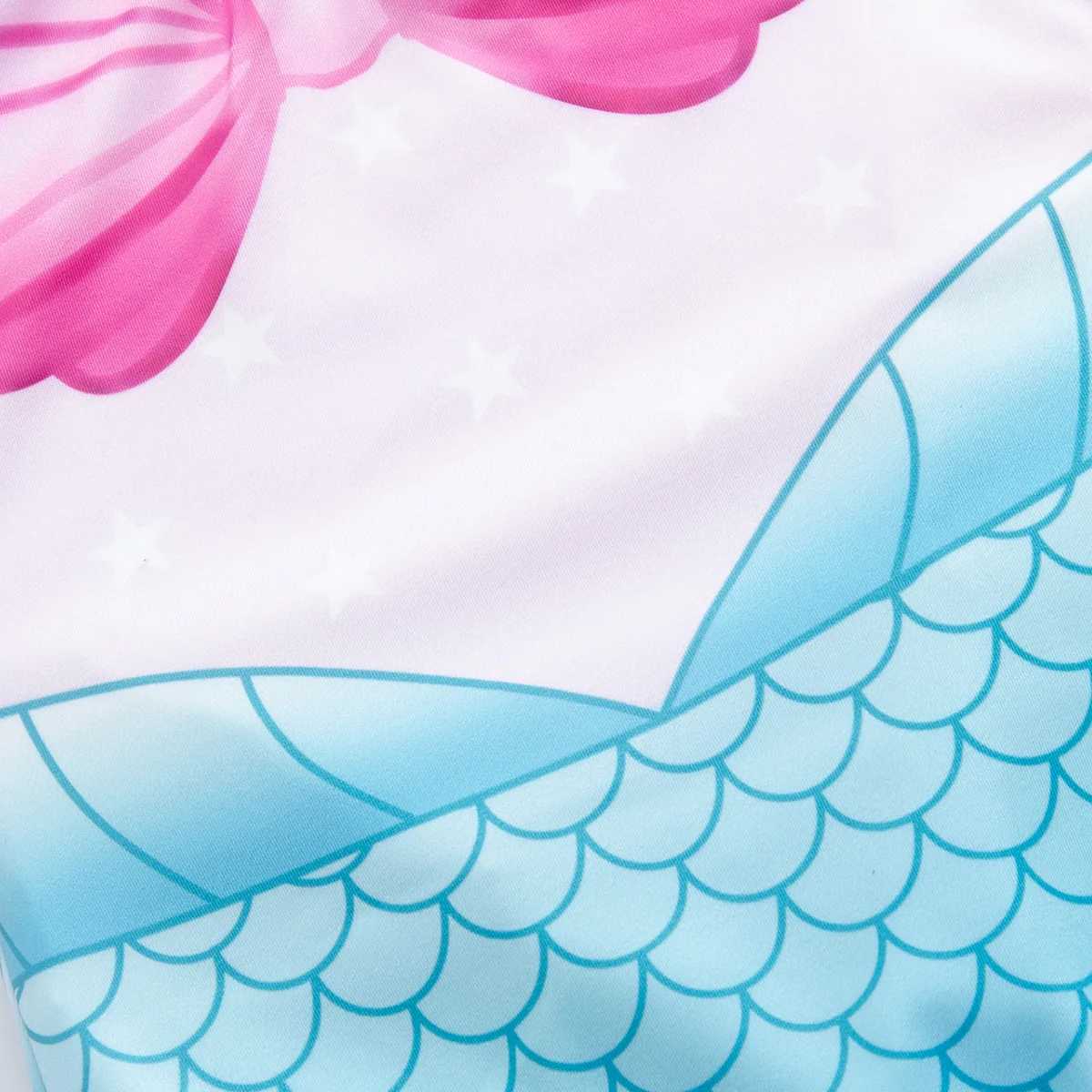 1-7 year old summer new newborn baby girl short sleeved elastic round neck fish scale printed cute one piece swimsuit X250224