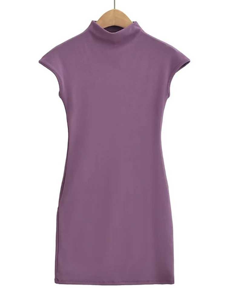 Mini dresses for women 2024 Summer knitted dress sexy vintage clothes black dresses short sve turtleneck pink dress bodyconXJ250224