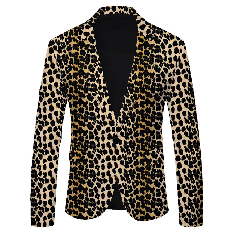 F225Elegant Men's Casual Suiting with Artful Print - British Slim Cut Jacket