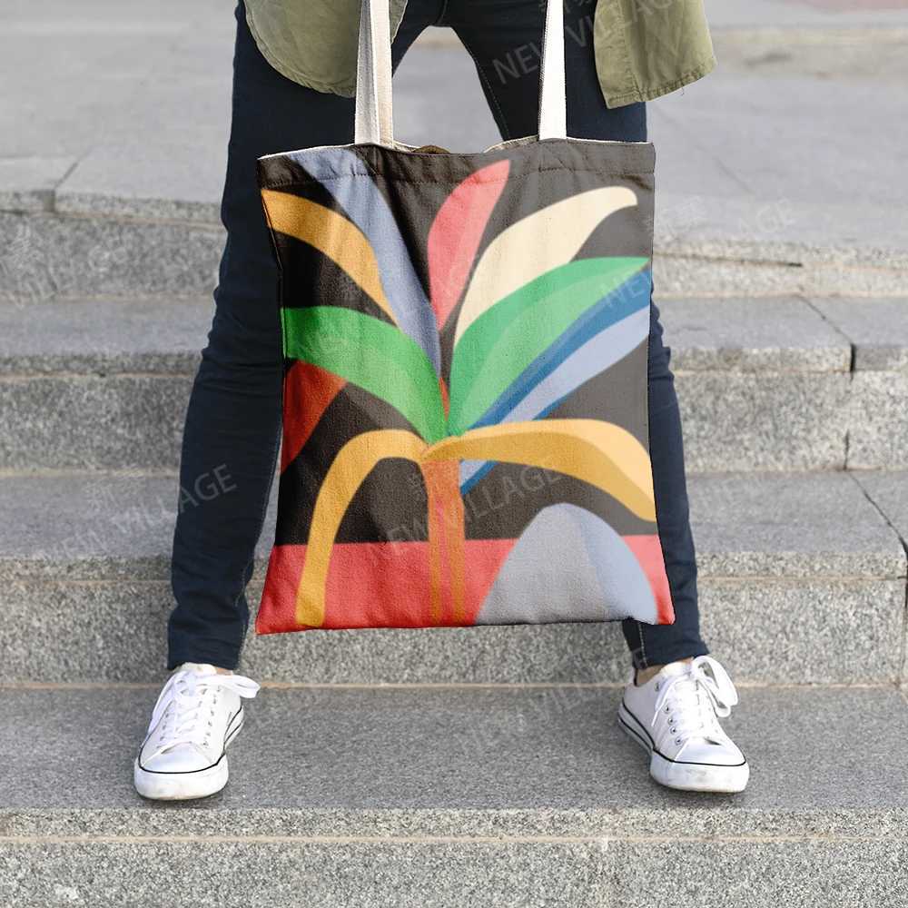 Canvas shoulder bag organization storage Handbags cosmetics travel Womens bag Shopping Fabric pouch nordic boho grocery Z250224-1