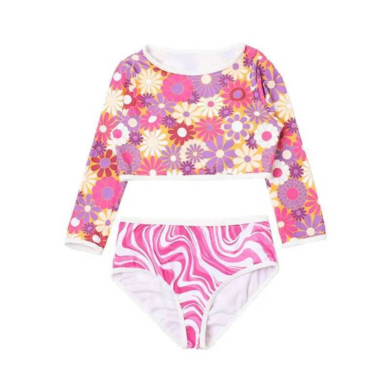 6-15 Years Children Girls Swimsuit Kids Swimwear Surfing Wear Sunscreen Quick Dry Swimwear Beach Wear X250224