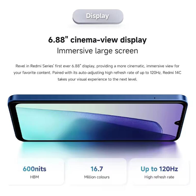 Global Version Xiaomi Redmi 14C Smartphone Immersion 6.88'' 120Hz Display 50MP AI Dual Camera 5160mAh Large Battery 14 C