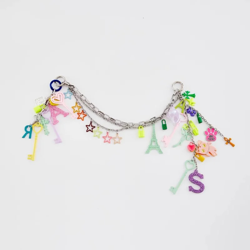 Korean Charms Keychain Bag Charms Y2K Aesthetic Vintage Colorful Keychain Bag Pendant Punk Fashion Accessories Harajuku Jewelry 250224