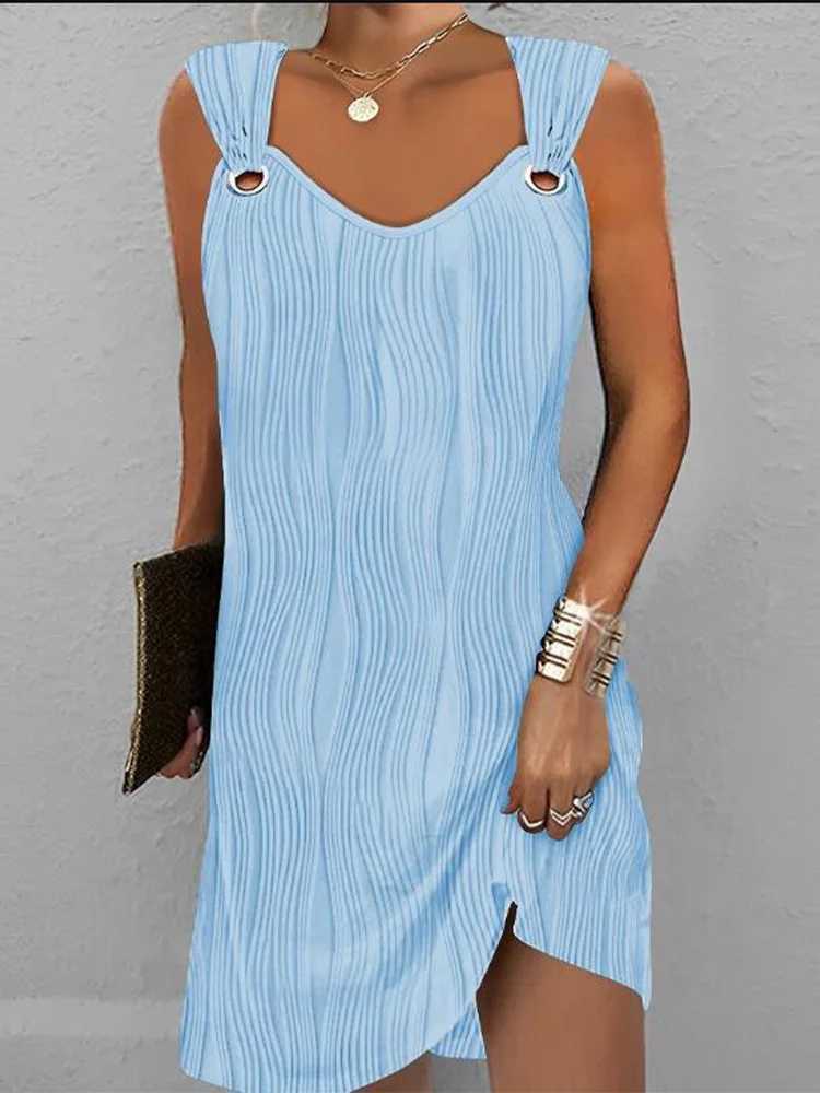 5 Color Sveless Dress Women He V Neck Textured Mini Dress Summer Party DressesXJ250224