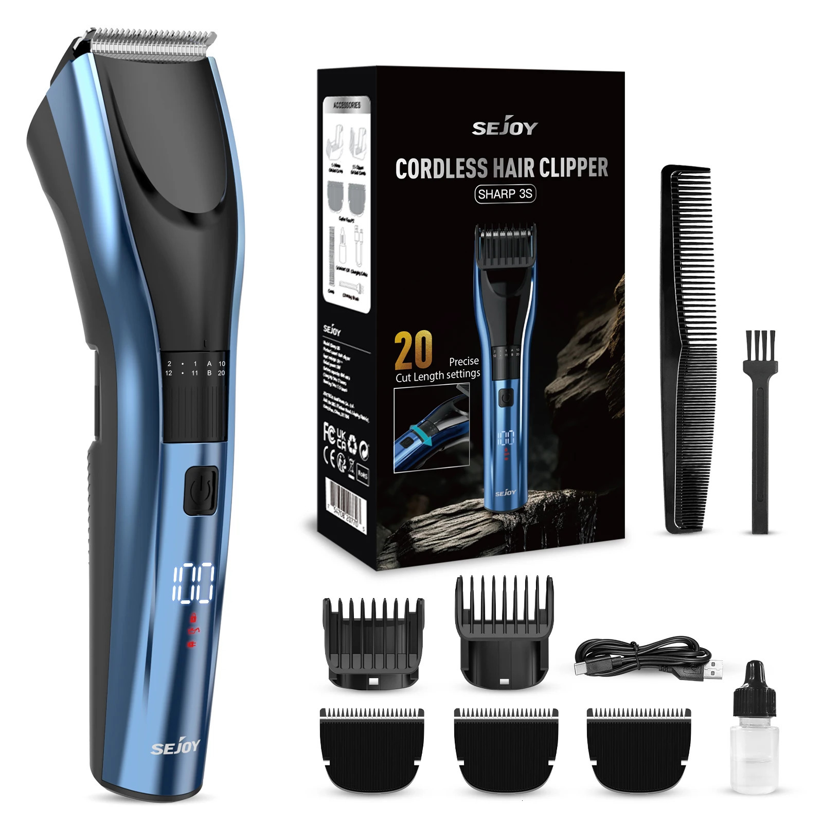 Sejoy Hair Trimmer Electric for Men Women rechargeable LED Display Clipper Beard Shaving Body Professional Barber 250217
