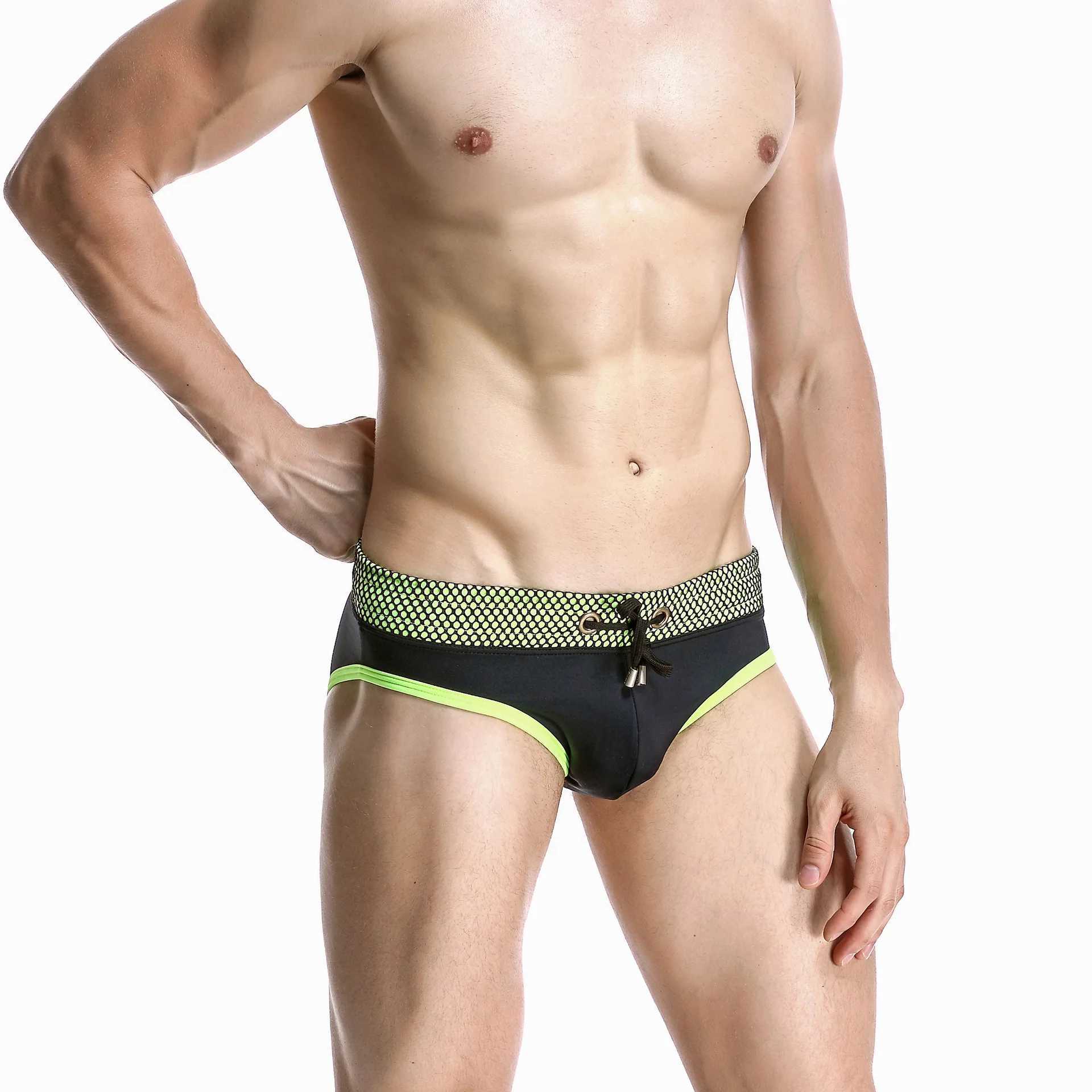 Mens swimming trunks mens sexy swimsuit summer triangular low-rise swimming trunks.XJ250224