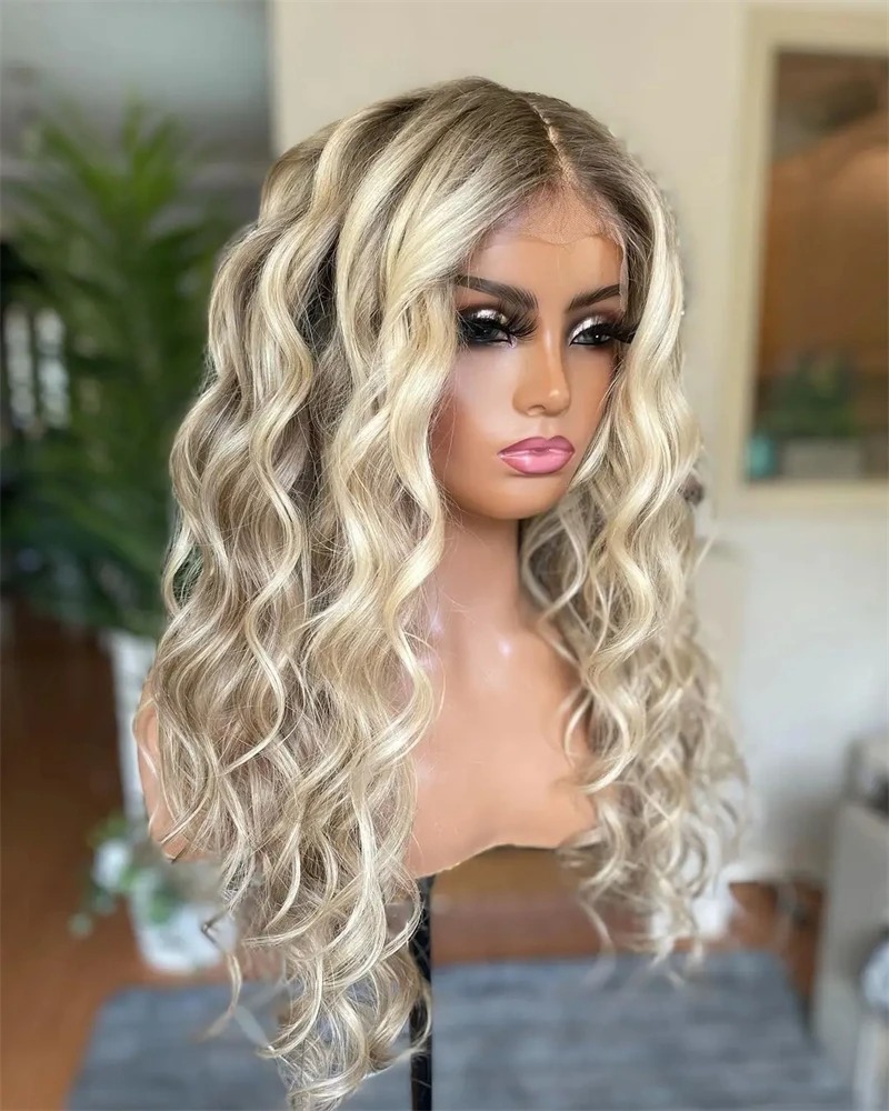 13X4 13X6 Ombre Blonde HD Transparent Loose Deep Front Brazilian Water Wave Lace Frontal Wig Simulation Human Hair Wigs For Wome