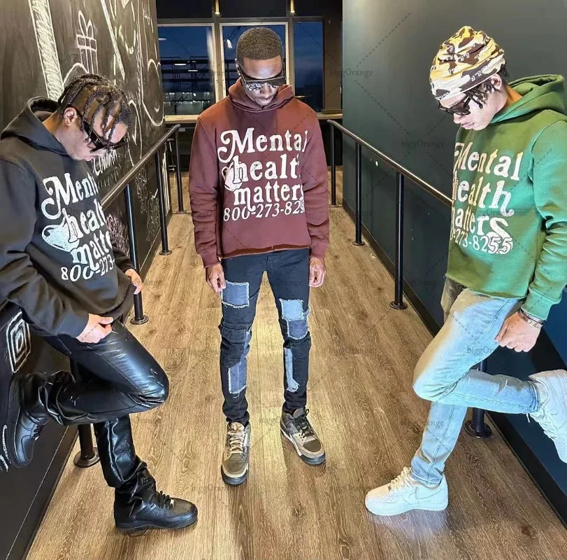 American High Street Trendy Streetwear Harajuku Retro Letter Print Colorful Hoodie Men Hip Hop Casual Oversized Sweatshirt Women 250224