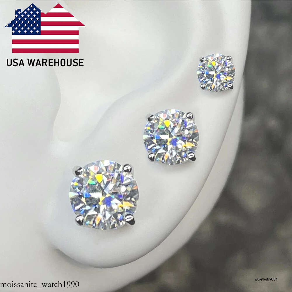 3mm-10mm Classic Mossanite Screw Back Earrings Jewelry Sterg Sier VVS Moissanite Dia Ear Stud For Men Women Gift