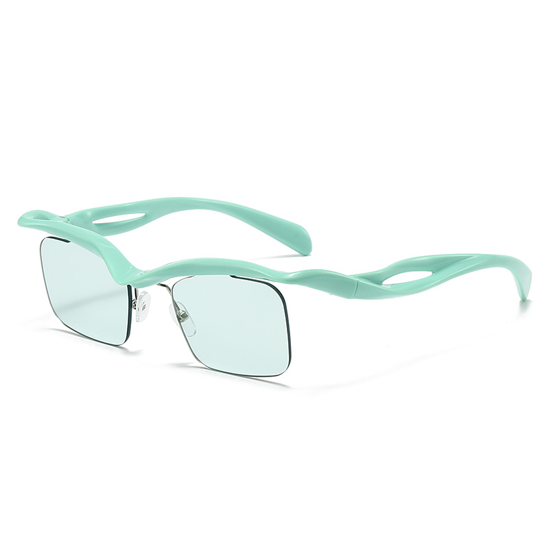 cross-mirror European and American sunglasses, women's square sunglasses, men's fashion anti-ultraviolet half-frame, irregular, frameless su