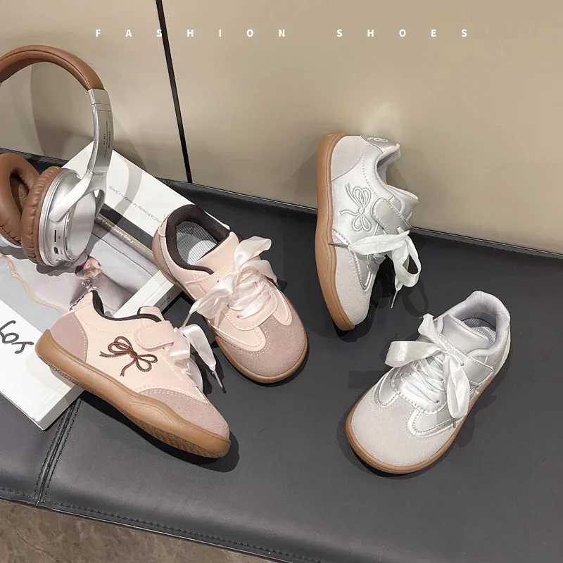 Children Casual Sneakers for Girls 2024 Autumn New Fashion Korean Style Soft Bottom Anti-slippery Sweet Bowtie Versatile Shoes X250224