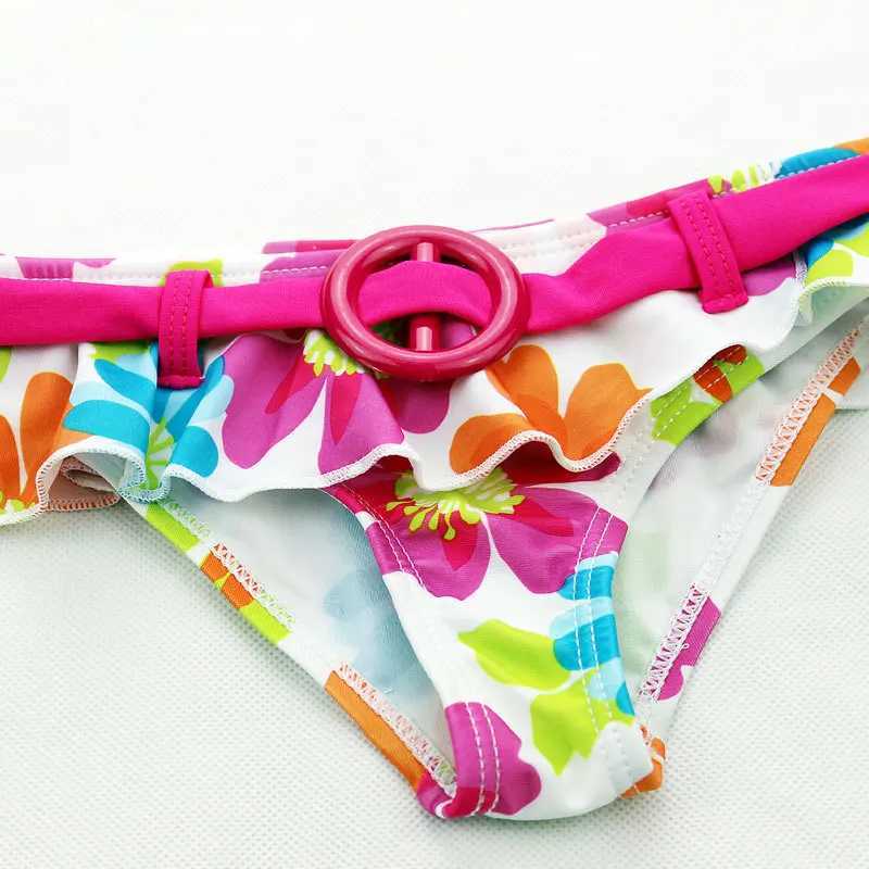 2024 New Summer Girls Cute Flowers Pattern Swimsuit Girls Split Two-pieces Swimwear Children Flowers Pattern Bikini X250224