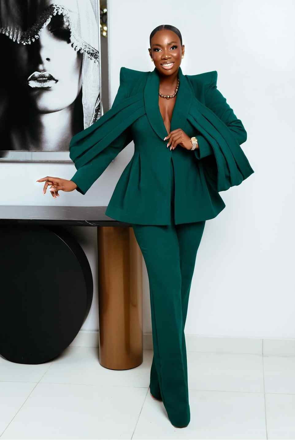 Unique Style Women Pants Suits Plus Size Pleats Ladies Jacket Formal Birthday Party Wear 2 Pieces Customized