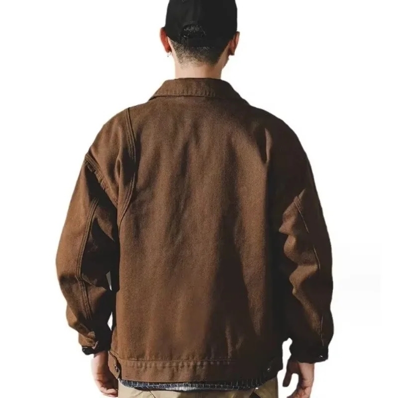 Spring Fall mens jacket American cargo retro heavy denim Fashion loose casual hunting size 4XL 250212