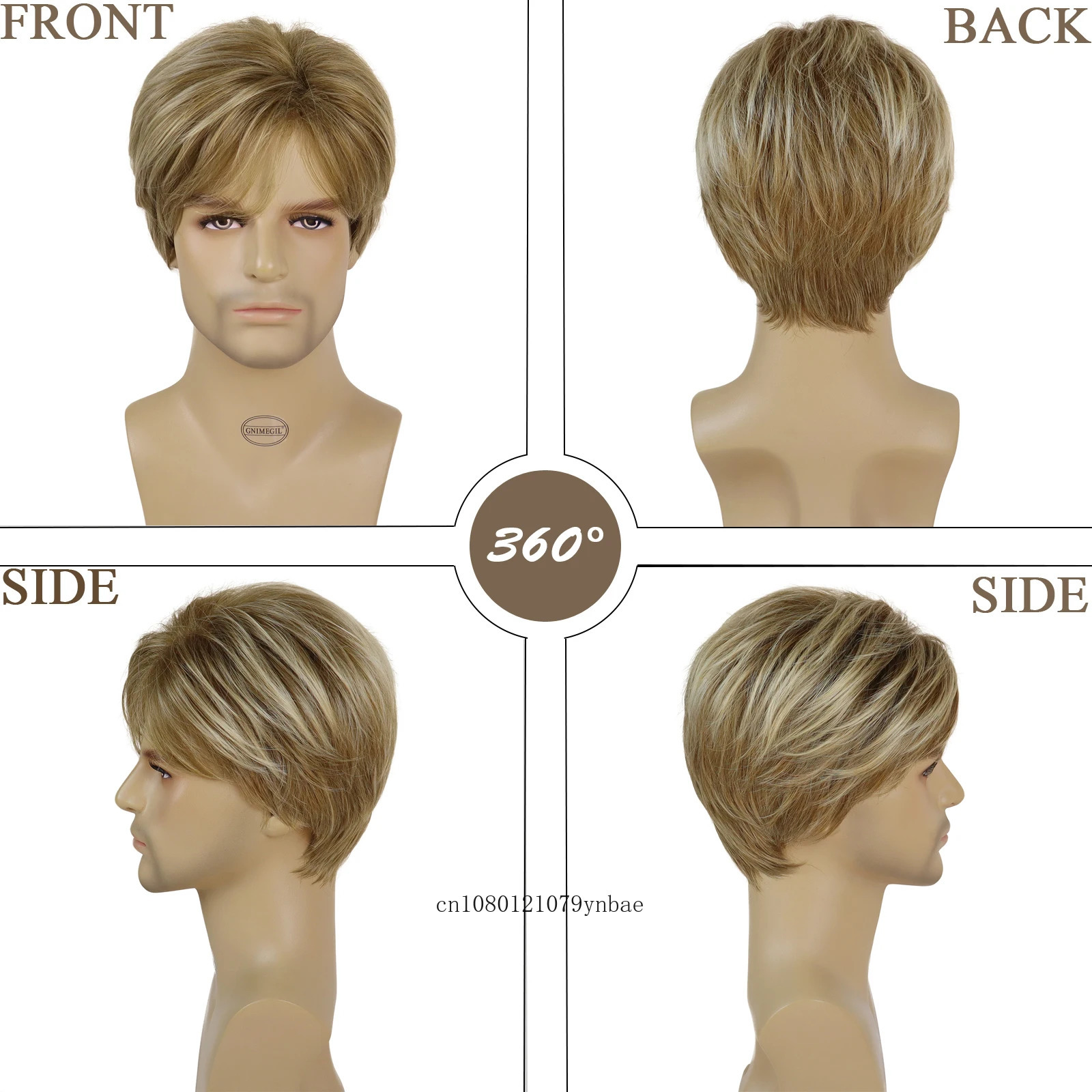 Mix Blonde Wigs for Men Synthetic Hair Short Straight Wigs Male Guys Natural Looking Daily Cosplay Party Casual Heat Resistant 250224
