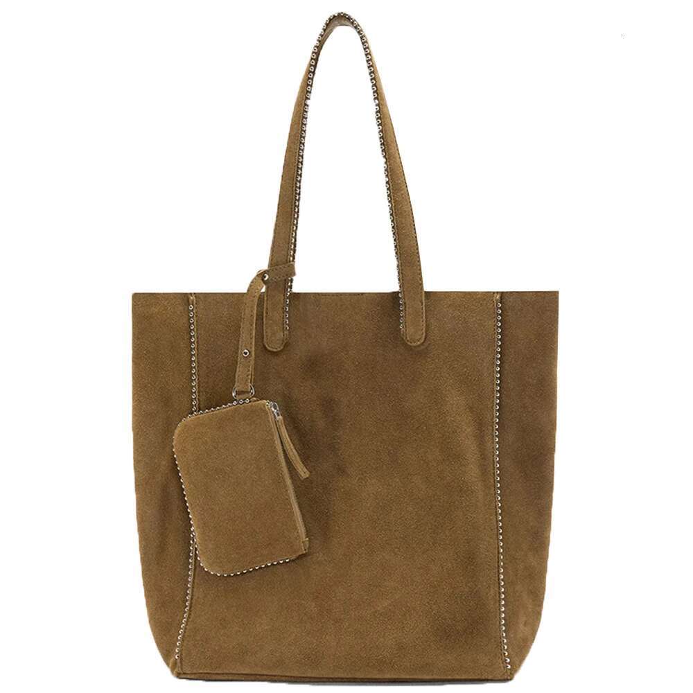 Fashion Beading Chains Tote Vintage Faux Suede Shoulder Bag Designer Purses And Handbags Rivet Shopper Bags For Women