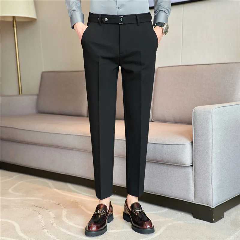 Formal Pants Business Mens British Style Solid Slim Casual Suit Pants Mens High Quality Office Social Ankle Trousers Streetwear W250225