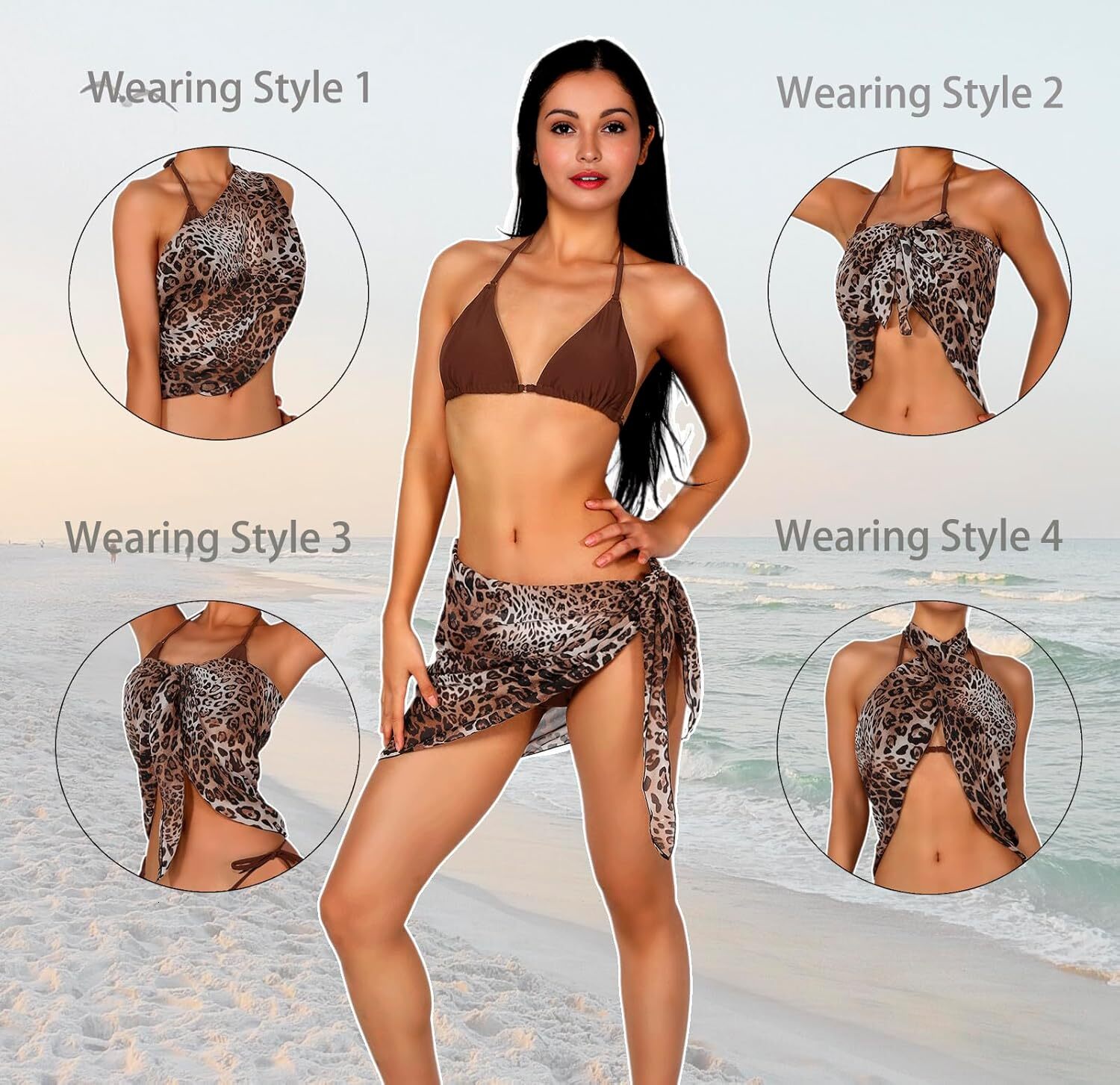 2025--Women's 3-piece bikini set sexy swimsuit hanging neck beach skirt swimsuit