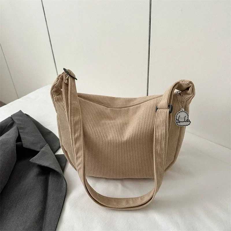 Fashion Women Canvas Shoulder Bags Korean Fashion Female Messenger Crossbody Bag for Girl Students Corduroy Solid Cloth Handbags Z250224