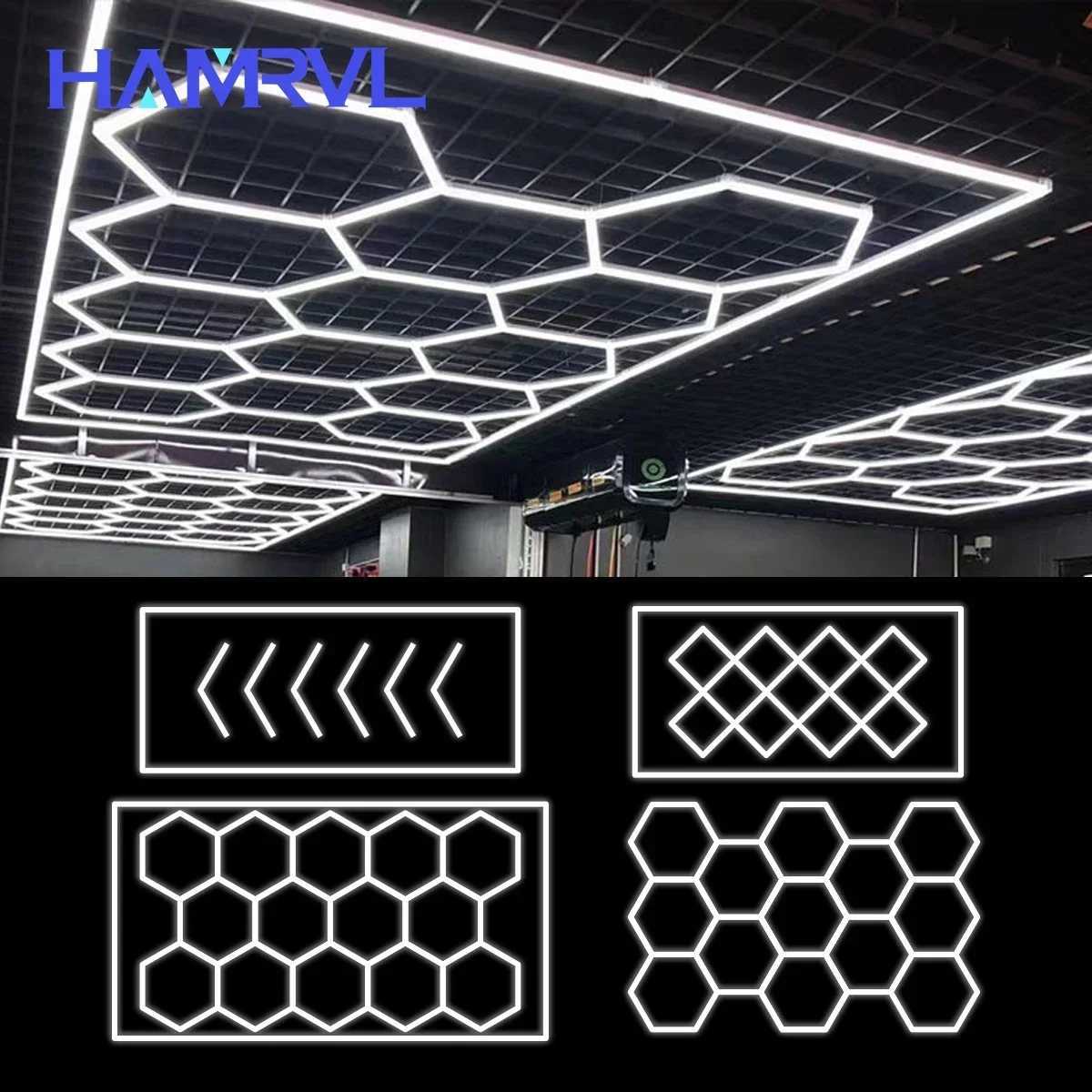 Garage Light Hexagon Lights lamp 110V-240V Led Tube Honeycomb Ceiling Lighting For Auto Car Body Repair Led Workshop customized X250225