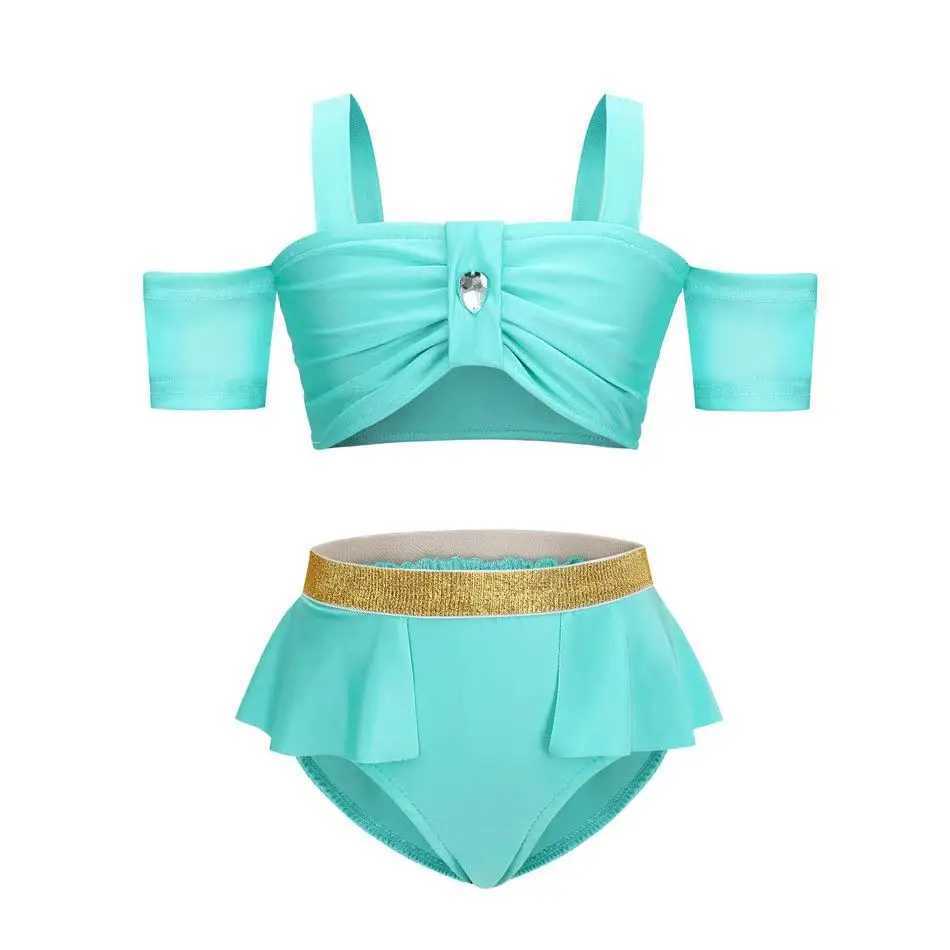 Baby Girls Beach Bikini Swimsuit 2024 Kids Rapunzel Onepiece Swimwear with Sunglasses and Earrings Child Summer Swimming Outfit X250224