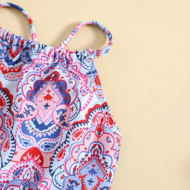 2pcs Girl Swimsuit Sling Top With Bikin Shorts Baby Toddler Kids Printed Quick Dry Swimwear Fashion Bathing Suit Surf Wear X250224