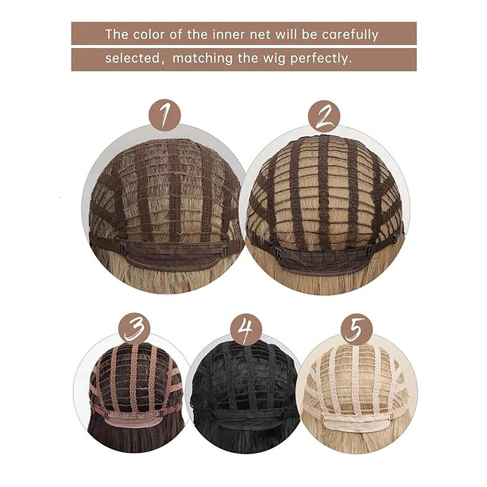 10 Inch Short Curly Synthetic Brown Wig For Man Hair Heat Resistant Wigs With Bangs For Daily Use 250224