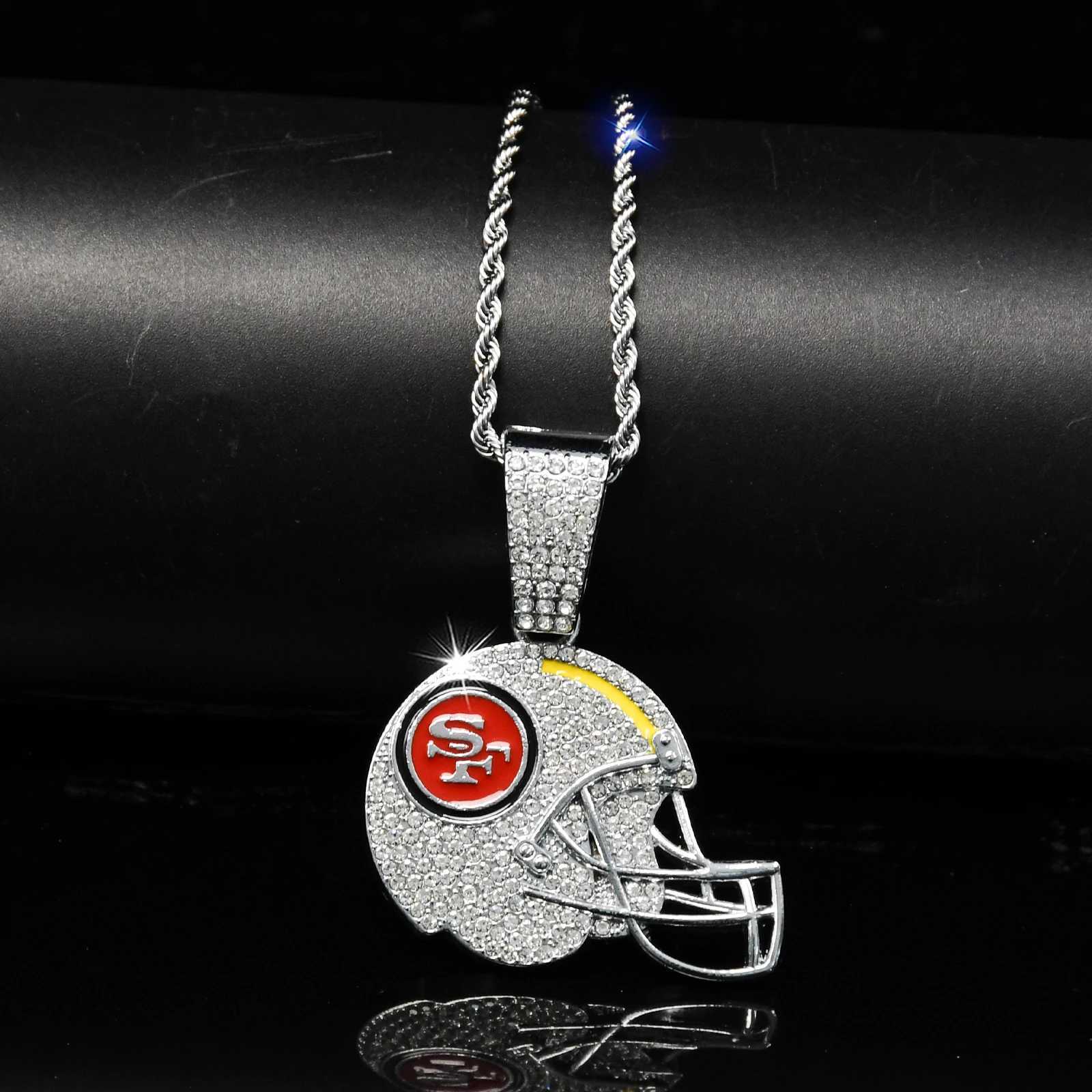 1pc Fl Rhinestone SF Sport Pendant Necklace Stainless Steel Chain New Jewelry Hot Popar in Men X250224