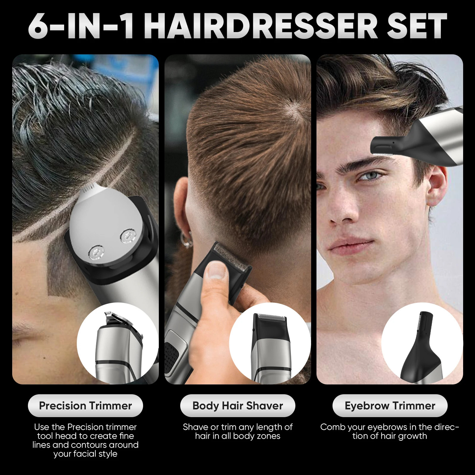 Sejoy MASTER Mens Grooming Kit 5 In 1 Multifunctional Electric Hair Clippers Rechargeable Razor Men Beard Nose Trimmer y250217