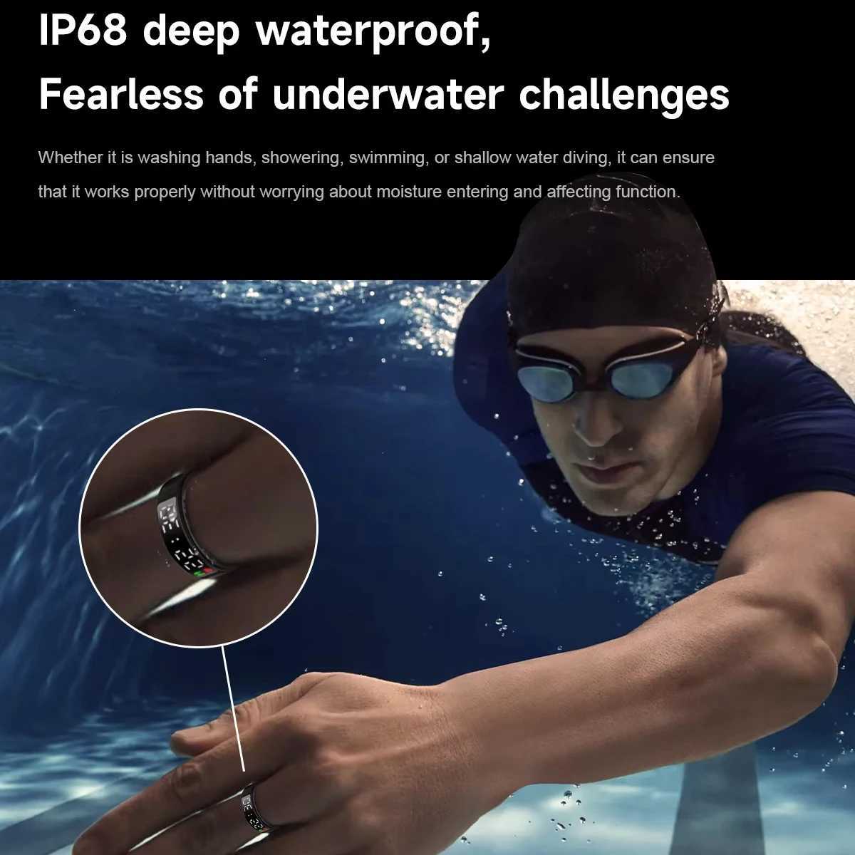 New SR08 Smart Ring LED Display Screen Heart Rate Sleeping Sports Modes Health Monitoring for Men and Women Stainless Steel Sports Ring W250819