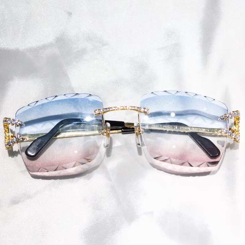 Wholesale New Custom Hip Hop Rimless Dia Men Iced Out Moissanite Sunglasses Women