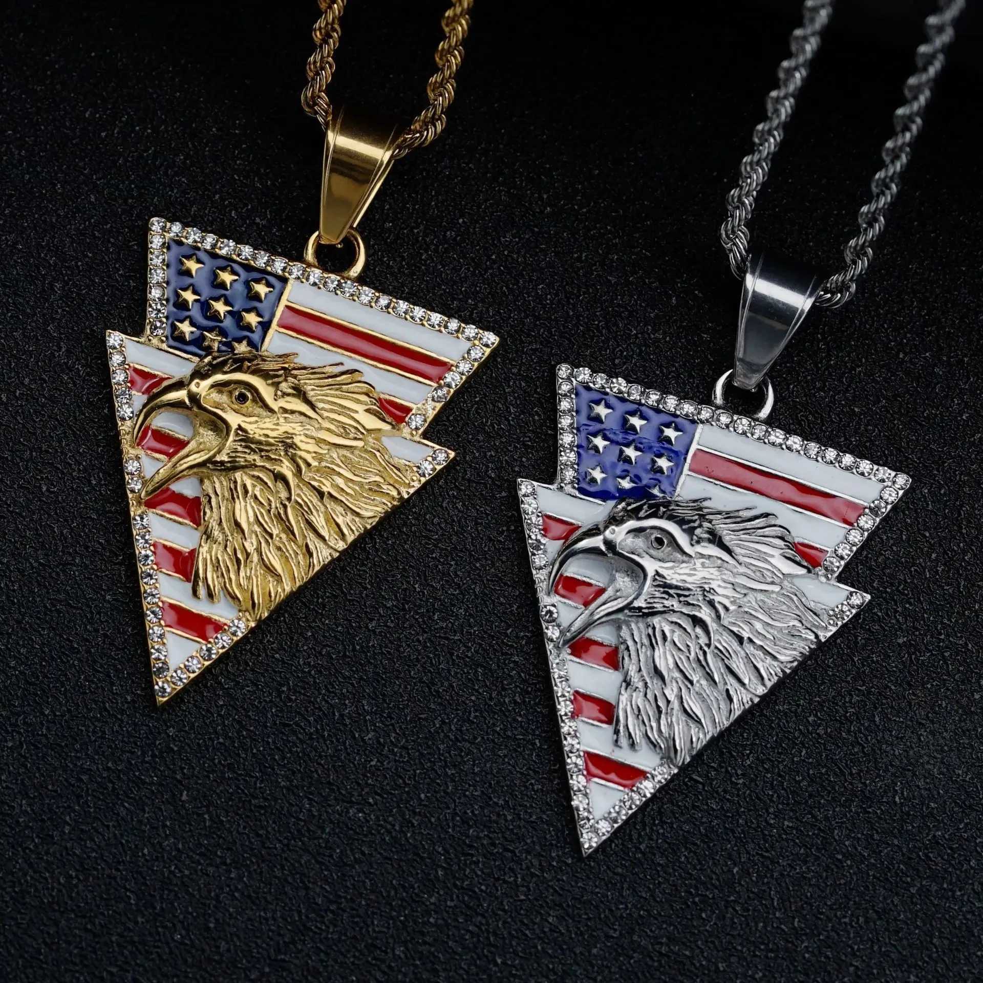 New HIPHOP Style 316 Stainless Steel Flag Design Necklace Pendant Explosive Popar Jewelry Accessory X250224