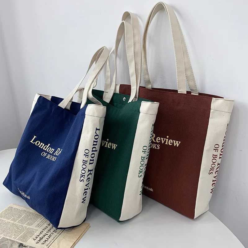Womens Canvas Shoulder Shopper Bag Cotton Cloth Eco Big Shopping Bag for Woman 2023 Girls Student Handbag Large Tote Book Bags Z250224